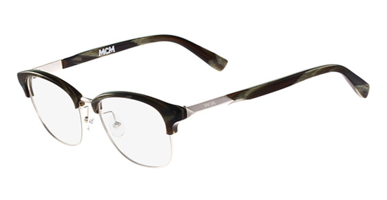 The image shows a pair of eyeglasses with a tortoiseshell pattern and gold-colored accents, featuring a logo on the arm.